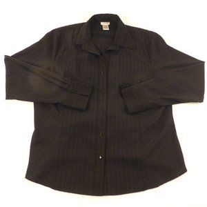 East 5th Dress Shirt Women’s XL Black Textured Striped Button Up Long Sleeve